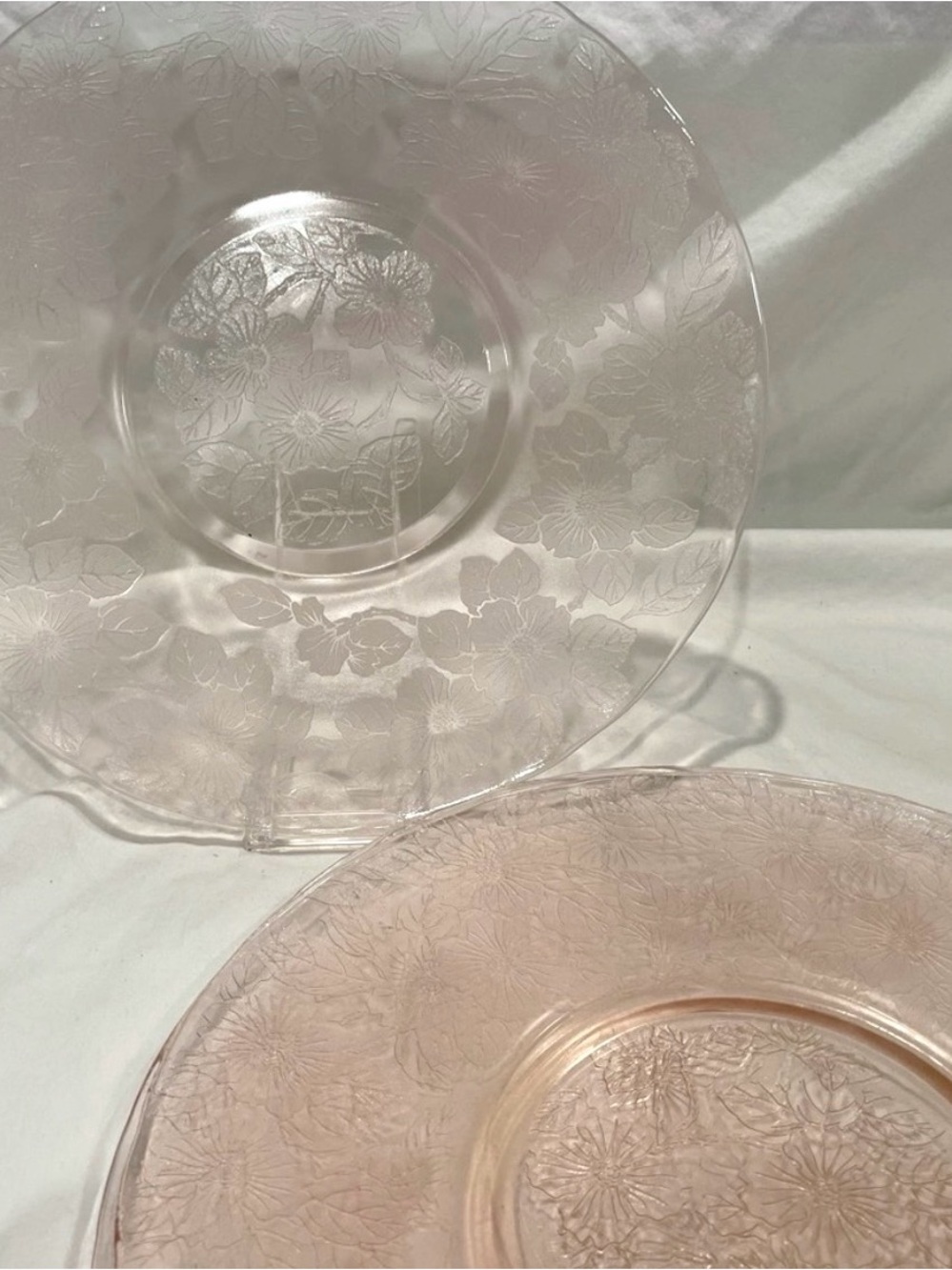 Set (3) MacBeth-Evans “Dogwood” Pink Depression Glass 11.5” Dinner Plates | GUC